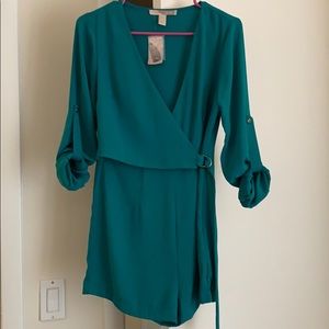 Teal wrap romper
